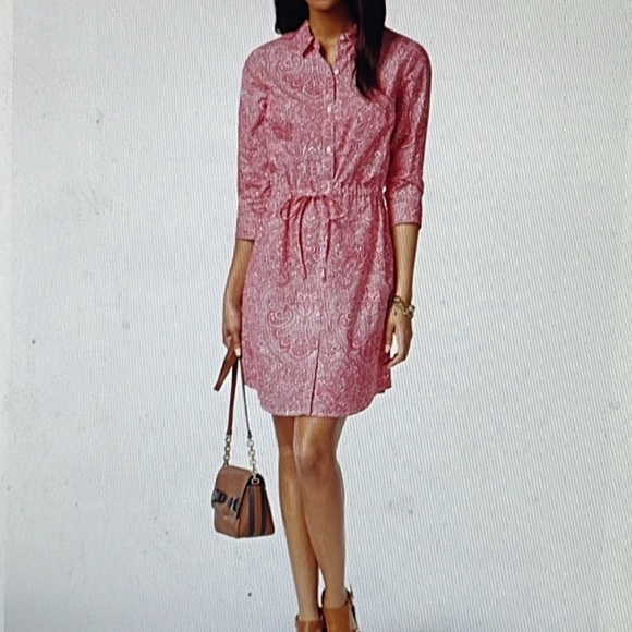Tommy Hilfiger Dresses & Skirts - Tommy Hilfiger Pink Smocked Polo Collar Dress 3/4 sleeve